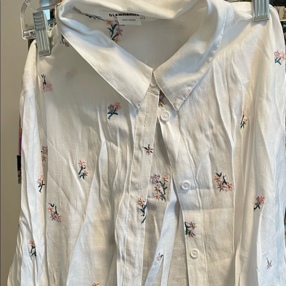 Embroidered button down